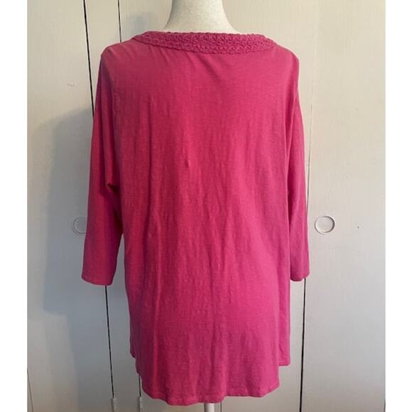 Coldwater Creek Size 2X Women's Pullover Pink Knit Top V-Neck 100% Cotton - Picture 2 of 5